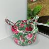 BOOMLATU Handmade Romantic Floral Round Cotton Rope Woven Storage Baskets with Handles and Lace Decor for Storing Toys, Household Items, Supplies 10" x 6.2in (Style 1) view 3