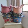 BOOMLATU Handmade Romantic Floral Round Cotton Rope Woven Storage Baskets with Handles and Lace Decor for Storing Toys, Household Items, Supplies 10" x 6.2in (Style 1) view 4