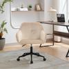 Home Office Swivel Desk Chair,Modern Velvet Vanity Chair with Adjustable Wide Back,Cute Upholstered Rolling Chair,Task Study Armchair with Wheels for Bedroom,Study Room,Classroom (Light Camel) view 1