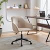 Home Office Swivel Desk Chair,Modern Velvet Vanity Chair with Adjustable Wide Back,Cute Upholstered Rolling Chair,Task Study Armchair with Wheels for Bedroom,Study Room,Classroom (Light Camel) view 3