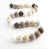 Mini Felt Factory | Felt Garland ~7 Ft Boho 100% Wool Pom Balls (30 Pcs) Brown Boho Tan Neutral Tone White | Decor Mantel Hanging Seasonal Banner Craft Wall Party view 4