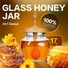 Bitbat Honey Pot 17oz Glass honey jars with dipperWooden Honey Dipper StickHoney Jars with Lids,Glass Honey Dispenser/Containers with Wooden Honey Dipper view 2