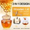 Bitbat Honey Pot 17oz Glass honey jars with dipperWooden Honey Dipper StickHoney Jars with Lids,Glass Honey Dispenser/Containers with Wooden Honey Dipper view 4