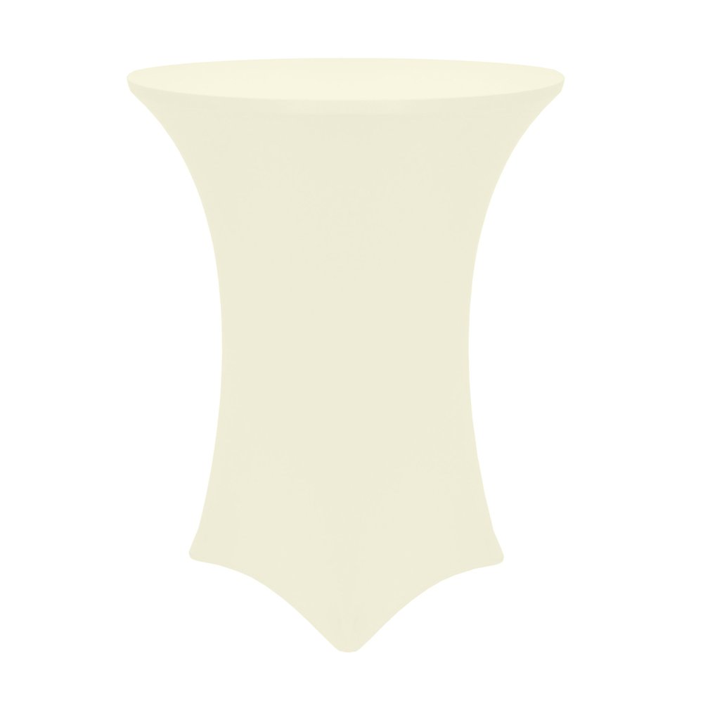 Ultimate Textile -10 Pack- 24-Inch Round Cocktail Spandex Fitted Stretch Elastic Tablecloth - Fits 42" High Tables, Ivory Cream