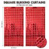 2 Pcs Red Foil Fringe Square Curtain Backdrop - Red Streamers Party Decorations, Sequin Square Curtain Photo Backdrop Props for Birthday Party Graduation Bachelorette Wedding Decor, 3.3 x 6.6 Ft view 2
