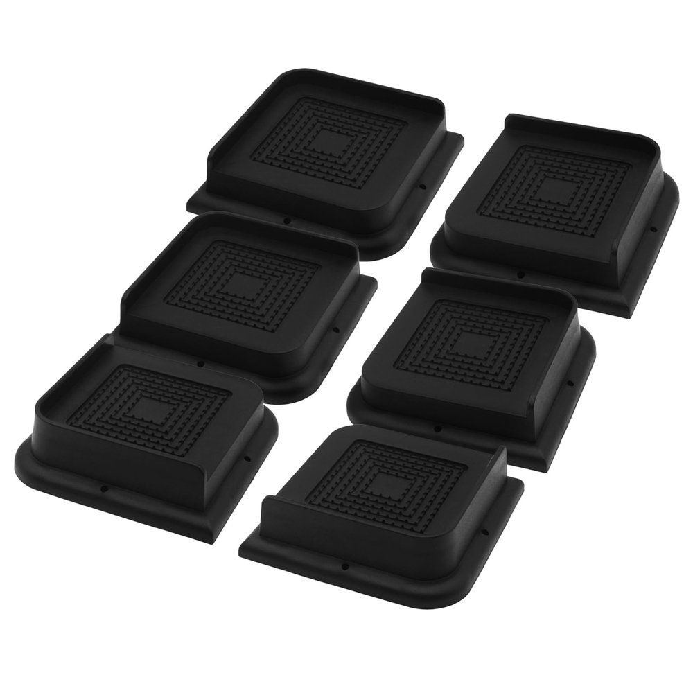 HANIHUA Bed Risers 1 inch Heavy Duty, 6 Pack Oversized Furniture Risers, Black Bed Lifts Risers for Table, Sofa, Chair, Couch, Desk, Bed Frame Risers Supports Up to 6,500 Lbs