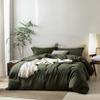 BDEAR Linen Feel Olive Green Duvet Cover Super King Size 108'' W x 98'' L, Percale 100% Washed Cotton Duvet Cover with Zipper Closure Plus 2 Pillowcases, Oeko TEX Standard 100 Certificated view 2