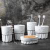 XDMINGY Vanity Bathroom Decor, Bathroom Accessory Set 5 Piece Ceramic Marbled Bathroom Kits Hotel Simple Style Living Household Supplies Housewarming Gift view 3