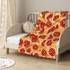 3D Pizza Pepperoni Print Warm All Season Flannel Throw Lightweight Cozy Soft Blanket Functional Throw Blanket view 2