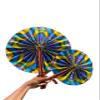 African Ankara Print Folding Fan - Large Handheld Fan for Church, Weddings, Decorative Wall, and More (500) view 2
