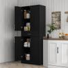 HOMCOM 71" Kitchen Pantry Cabinet with Drawer and Adjustable Shelf, Freestanding Tall Storage Cabinet with 2 Double Doors, Distressed Black view 2