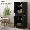 HOMCOM 71" Kitchen Pantry Cabinet with Drawer and Adjustable Shelf, Freestanding Tall Storage Cabinet with 2 Double Doors, Distressed Black view 3