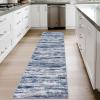 SIILOOM 2x8 Modern Abstract Runner Rug for Hallways, Navy Blue Gray Neutral Multi Super Soft Hallway Decor Kitchen Rugs with Non-Slip, Non-Shedding Washable Rug for Entryway Bedroom Indoor view 2