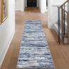 SIILOOM 2x8 Modern Abstract Runner Rug for Hallways, Navy Blue Gray Neutral Multi Super Soft Hallway Decor Kitchen Rugs with Non-Slip, Non-Shedding Washable Rug for Entryway Bedroom Indoor view 3