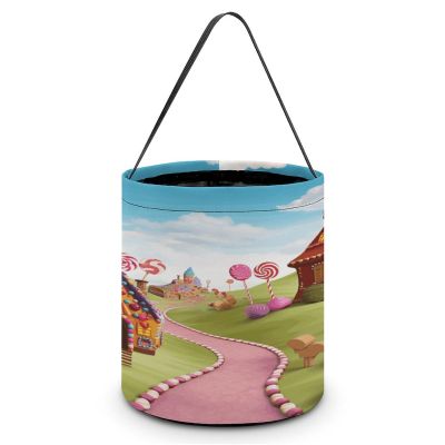 NHYDSPQ Halloween Candy Buckets Tote Bags,Candy Land Print Halloween Party Bags,Halloween Basket,trick Or Treat Grocery Goody Bags