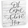 Oh Come Let Us Adore Him Wooden Box Sign Desk Decor, Wood Block Plaque Sign For Home Bathroom Shelf Decor view 1