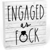 Engaged As Fuck Inspirational Wooden Box Sign Office Desk Decor 5 X 5 Inches Motivational Wooden Block Plaque Sign Decorative Rustic Farmhouse Decor view 1