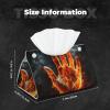 Tissue Box Cover PU Leather Rectangular Tissue Box Fire Flame Hand Tissue Holder Napkin Dispenser Decorative Tissue Box Holder Paper Holder for Bathroom Office 7.9" L x 4.9" W x 4.5" H view 2