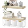 QEEIG Bathroom Shelves Over Toilet Wall Mounted (Natural, Set of 2, 15.7") view 1