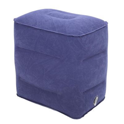 Inflatable Foot Rest Pillow, Portable Adjustable Leg Support Cushion for Airplane Car PVC Blue 40 x 30 x 42 cm 1 Pack