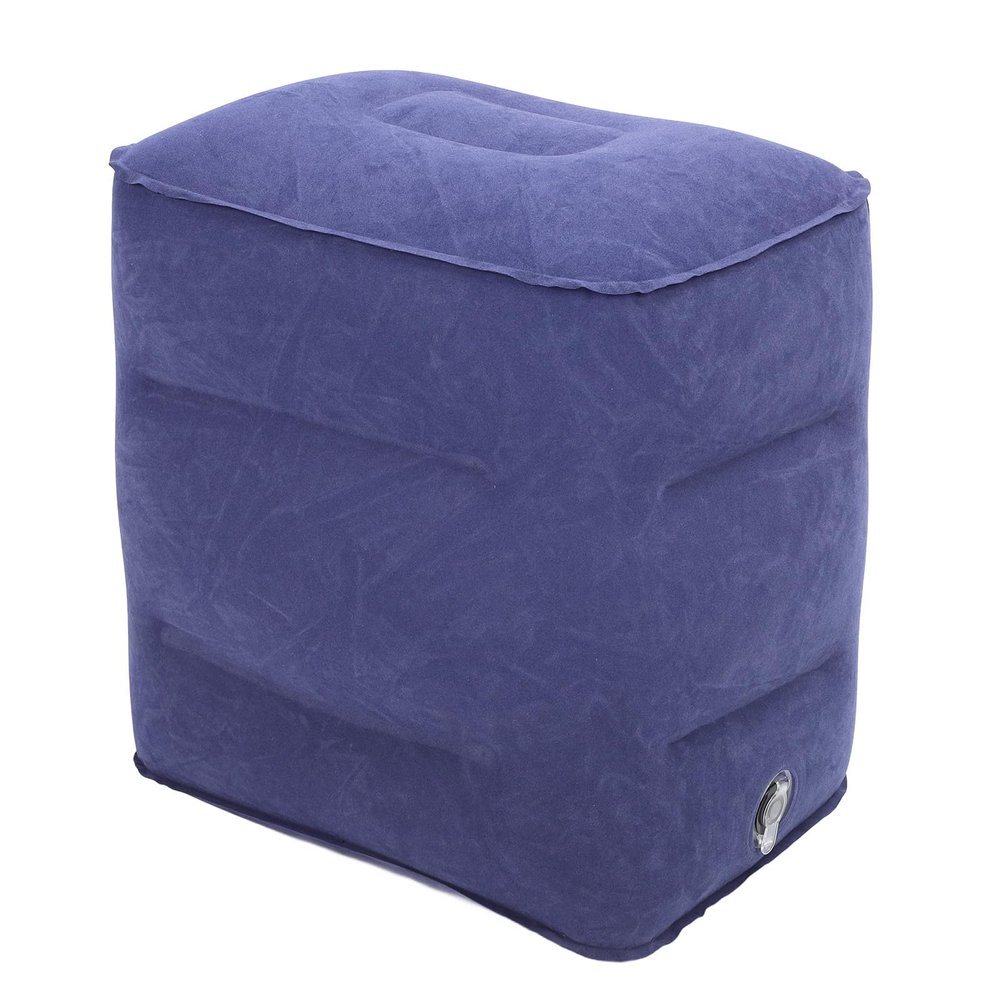 Inflatable Foot Rest Pillow, Portable Adjustable Leg Support Cushion for Airplane Car PVC Blue 40 x 30 x 42 cm 1 Pack