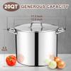 20 Qt Large Stock Pot, E-far Stainless Steel Stockpot with Lid for Boiling Cooking Soup Stew Canning, Heavy Duty Tri-Ply Bottom Works w/Induction, Commercial Grade & Dishwasher Safe view 2
