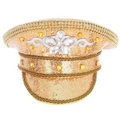 BLACKNANA Rhinestones Marine Hat for Lady Wedding Bride Shimmering Hat Holiday Celebrate Captain Hat for Evening Party