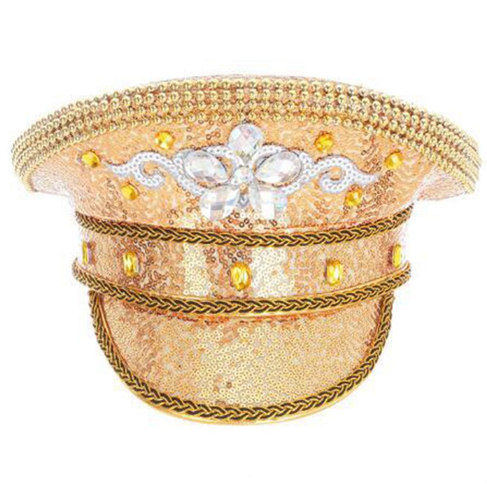 BLACKNANA Rhinestones Marine Hat for Lady Wedding Bride Shimmering Hat Holiday Celebrate Captain Hat for Evening Party