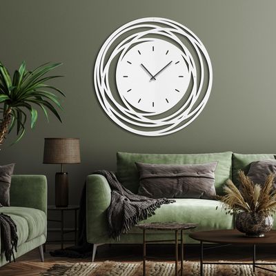 SIGNLEADER Metal Wall Clock Silent Battery Operated, Sunburst Shape Wall Clock Hangings Home Decoration for Living Room, Bedroom, Kitchen, Bathroom - 30" White