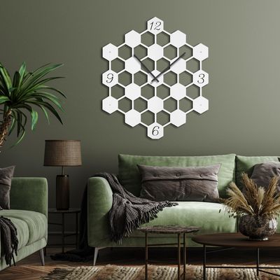 SIGNLEADER Metal Wall Clock Silent Battery Operated, 11 Pointed Star Wall Sculpture Clock Hangings Home Decoration for Living Room, Bedroom, Kitchen, Bathroom - 24" White