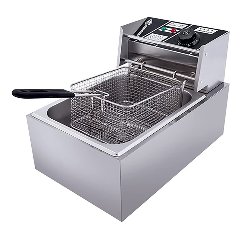 Dntum Electric Deep Fryer 10L Tank Deep Fat Fryer Commercial Stainless Steel Chip Fryer Temperature Control Removable Oil Basket for Restaurant,Fast Food Restaurant 2500W