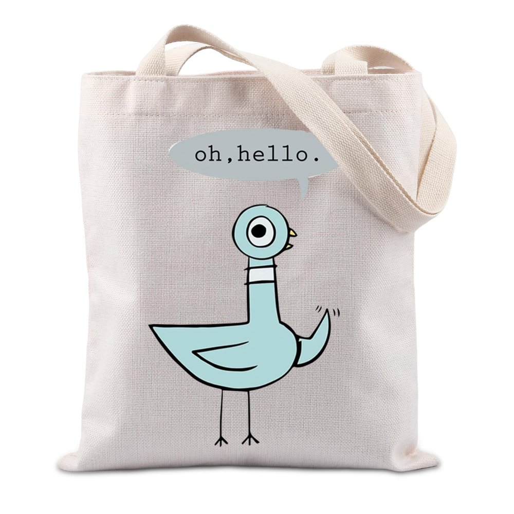 TIIMG Oh Hello Pigeon Gift Teacher Appreciation Gift Book Reader Elephant Pigeon Bookworm Piggie Lover Tote Bag (Oh Hello)