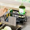 PAPABA Sponge Holder for Kitchen Sink Kitchen Sink Caddy Organizer Sink Caddy Sponge Holder Dish Drying Rack for Kitchen Sink Draining Rack with Tilted Water Tray for Countertop Storage (Black) view 2