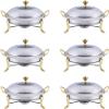 28cm Round Chafing Dishes Food Warmers for Party Wedding Banquet, 1/2/4/6 Packs Stainless Steel Buffet Dining Server Dish Warming Tray with Lid, Food Pan and Fuel Holders,Gold-6 Packs view 1