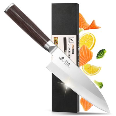 imarku 7 Inch Deba Knife,Ultra Sharp Sushi Knife,Ultimate Japanese Kitchen Knife with Stainless Steel Single Bevel,Fish Fillet Knifes for Fish Cutting with Ergonomic Handle, Birthday Gifts