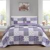 Mybedsoul Purple Quilt Set Twin Size, 2 Pieces Plaid Floral Bedspread Set Patchwork Reversible Bedding Set Microfiber Lightweight Bedspread Coverlet Set for All Season 68"x86" view 1