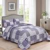 Mybedsoul Purple Quilt Set Twin Size, 2 Pieces Plaid Floral Bedspread Set Patchwork Reversible Bedding Set Microfiber Lightweight Bedspread Coverlet Set for All Season 68"x86" view 2