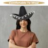 Cabilock Trendy 40cm Straw Sombrero Hat with Pom Pom Hawaiian Beach Hat for Women Men Celebration view 3