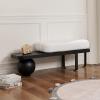 homary 47.2" Modern Entryway Bench, Black Wooden Boucle Upholstered Bench with Abstract Metal Legs, Lambswool Cushioned Seating for Entryway, Bedroom or Living Room view 1