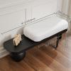 homary 47.2" Modern Entryway Bench, Black Wooden Boucle Upholstered Bench with Abstract Metal Legs, Lambswool Cushioned Seating for Entryway, Bedroom or Living Room view 2