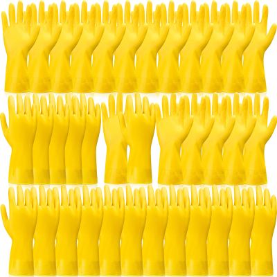 Gandeer 36 Pairs Yellow Rubber Reusable Gloves Long Household Dishwashing Gloves Kitchen Cleaning for Dishes Clean Gardening (XL)