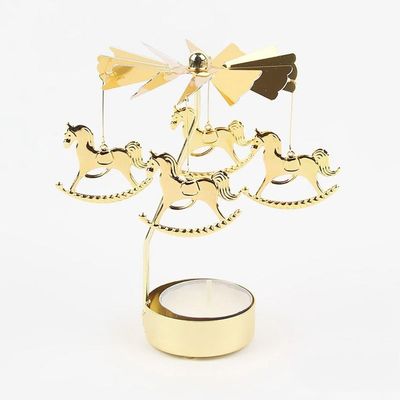 Rotating Candle Holder, Gold Carousel Candle Spinner Flying Angels Tea Lights Candle Holder for Christmas, Wedding, Home Decor(Carousel,Gold)