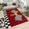 2x3 Racing Black White Checkered Flag Trophy Area Rug, Race Extreme Themed Red Rug, Non-Slip Foldable Hardwearing Washable Mat for Living Room Bedroom Entryway Hallway Gaming Room view 2