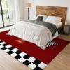 2x3 Racing Black White Checkered Flag Trophy Area Rug, Race Extreme Themed Red Rug, Non-Slip Foldable Hardwearing Washable Mat for Living Room Bedroom Entryway Hallway Gaming Room view 3