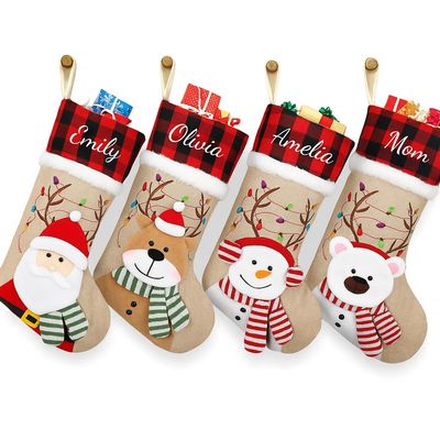 Personalized Christmas Stocking with Name, Custom Christmas Stockings, Customized Xmas Decor Gifts for Family Kids, Christmas Holiday Party Decoration - 3D Santa Stocking,Delightful Christmas stocking