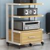 YHWKGZ Audio Rack, Stereo Cabinet with Mobile Pulleys, Open Access and Easy Access, Adjustable Layer Media Stand, for Home/Office/Audio Video/DJ/Theater(White) view 1