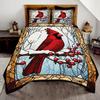 DESTACOZIE Personalized Red Bird Quilt - Cardinal Queen Size Quilts Lightweight Breathable view 1