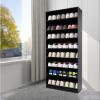 iSamLam 8 Tiers Open Shoe Rack, 32 Pairs Wood Shoe Cabinet Holds, Freestanding Large Shoe Organizer for Closet Hallway Entryway Shoe Storage, 31.5 x 11.81 x 70.35 Inches (Black) view 4