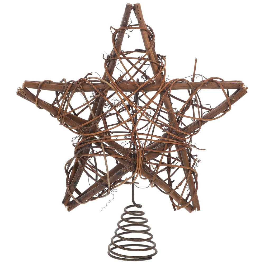 MAGICLULU Glitter Star Tree Topper Christmas Rattan Star Tree Top 29.5cm Woven Hang Xmas Tree Topper Decoration Christmas Ornaments for Xmas Holiday Home Decor