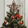 MAGICLULU Glitter Star Tree Topper Christmas Rattan Star Tree Top 29.5cm Woven Hang Xmas Tree Topper Decoration Christmas Ornaments for Xmas Holiday Home Decor view 2